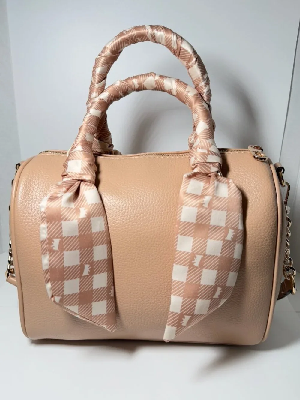 Juicy Couture Forever Fab Scarf Satchel Buff Beige NWT Logo Handbag Purse